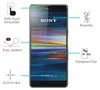 A Sony Xperia L3 smartphone with a screen protector applied, surrounded by marketing text and icons. Produktbild-Vorschau