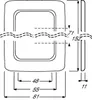 A technical drawing with dimensions of a square-shaped product, likely an electrical component or cover, shown from the front and side. Anteprima dell’immagine prodotto