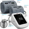 A blood pressure monitor with two cuffs and a cuff plug shown against a white background. Produktbild-Vorschau