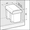 A diagram showing the dimensions of a built-in waste bin. Produktbild-Vorschau