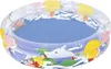 An inflatable pool with a blue interior and a colorful tropical-themed exterior featuring dolphins, palm trees, and flowers. Náhled obrázku produktu
