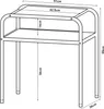 A line drawing of a side table with dimensions indicated by measurement lines and text. Náhľad obrázku produktu