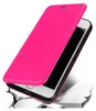 A pink flip case for a smartphone is shown open, revealing the phone screen and a cracked white surface below. Produktbild-Vorschau