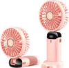 Two pink portable fans shown from different angles on a white background. Náhled obrázku produktu