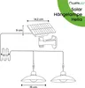Diagram showing the dimensions and components of a solar hanging lamp. Produktbild-Vorschau