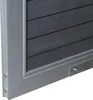 A close-up view of the corner of a dark gray WPC garden gate with a silver aluminum frame. Produktbild-Vorschau