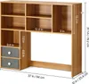 A diagram of a wooden bookshelf with dimensions indicated. Voir les images du produit