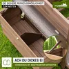 Close-up view of a wooden chicken coop with a nesting box, set on a grassy lawn. Produktbild-Vorschau