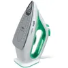 A white and green Braun iron is shown against a white background. Produktbild-Vorschau