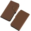 Two brown leather phone cases are shown against a white background. Produktbild-Vorschau