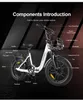 An e-bike with various components labeled for introduction. Produktbild-Vorschau
