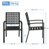 Diagrams showing the dimensions of a black metal chair. Produktbild-Vorschau