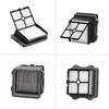 A collage of four images showing different views of a vacuum cleaner filter set. Produktbild-Vorschau