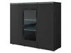 A black sideboard with a glass-fronted display cabinet in the center. Voir les images du produit