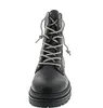 A front view of a black lace-up boot. Voir les images du produit
