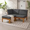 home24 Loungegruppe - 3-teilig - Webstoff / Akazie Massiv Produktbild-Vorschau 2