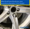 Close-up of a car wheel with a socket wrench attached to a lug nut. The background is blurred. Produktbild-Vorschau
