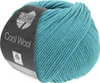 A ball of teal yarn with a label. Produktbild-Vorschau