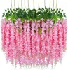 Wisteria Umělé květiny Bushy Silk Vine Závěsný věnec pro Náhled obrázku produktu 1