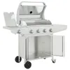 A stainless steel gas grill with its doors open, shown from a front-diagonal angle against a white background. Produktbild-Vorschau
