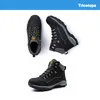 Three views of black hiking boots on a white background. Produktbild-Vorschau