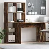 vidaXL Psací stůl kouřový dub 138,5 x 55 x 143 cm materiál Náhled obrázku produktu 2