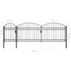 Portail de jardin avec pointe bombée Acier 1,75 x 5 m Noir Voir les images du produit 6