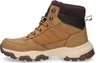 A side view of a brown and tan men's boot against a white background. Produktbild-Vorschau