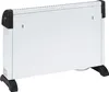 A white electric convector heater with black feet and corner accents, shown from a three-quarter front view against a white background. Produktbild-Vorschau
