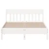The Living Store Massivholzbett mit Kopfteil Weiß 135x190 Produktbild-Vorschau 5