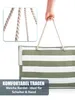 A hand holding a beach bag with rope handles, with a close-up inset of the rope. Produktbild-Vorschau