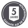 A circular badge with text and a number indicating a warranty period. Produktbild-Vorschau