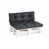 A black cushion set on a white wooden pallet base, presented against a white background. Voir les images du produit