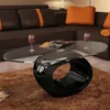 vidaXL Couchtisch mit Ovaler Glasplatte Hochglanz Schwarz Produktbild-Vorschau 1