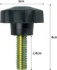 A close-up image of a black knob with a threaded metal bolt attached, with dimensions indicated by measurement lines and text. Podgląd zdjęcia produktu