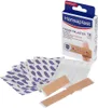 A box of Hansaplast Fingerstrips Pflaster with several individual strips laid out in front of it. Náhled obrázku produktu