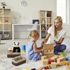 Relaxdays Aufbewahrungskorb 3er Set, Bambus, Stoffbezug im Produktbild-Vorschau 3