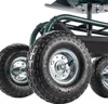 Close-up view of the wheels and frame of a garden seat. Podgląd zdjęcia produktu