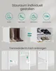 An infographic demonstrating how to customize storage space with shoe shelves, showing different shoe types and assembly instructions. Produktbild-Vorschau