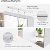 Diagrams illustrating how to hang a mirror cabinet and its mounting features. Náhled obrázku produktu