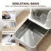 PawHut Edelstahl Katzentoilette mit Deckel, Schaufel, Produktbild-Vorschau 4