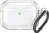 A clear protective case for AirPods Pro 3 with a carabiner clip attached. Produktbild-Vorschau