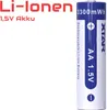 A single AA battery is shown standing upright against a white background. Text is present on the left side of the image and on the battery itself. Produktbild-Vorschau