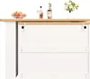 A white bar table with a wooden countertop, featuring decorative items like fruit, bottles, and flowers. Anteprima dell’immagine prodotto