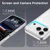 Close-up shots of a clear phone case highlighting screen and camera protection features. Podgląd zdjęcia produktu
