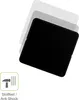 A black screen protector is shown with ghosted images of other screen protectors behind it, indicating layers or different versions. A small icon with a hammer and lines is in the bottom left corner. Produktbild-Vorschau