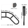 Diagram showing dimensions and details of a black metal handrail. Anteprima dell’immagine prodotto