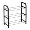 A black and silver shoe rack with four shelves. Produktbild-Vorschau