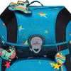 Close-up of a child's backpack with a rainbow and unicorn theme. Produktbild-Vorschau