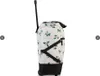 Side view of a rolling shopping bag with a floral pattern. Voir les images du produit